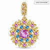 Mandala Dangle Charm with Hot Pink Sapphire Vintage Multicolor Gemstone Accents · 14K Gold-Plated Tarnish-Resistant Silver