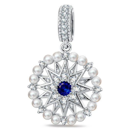 gona- Ocean Mermaid Lab-Created Sapphire & Pearl Dangle Charm in Tarnish-Resistant Silver with White Gold Plating
