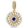 Ocean Mermaid Lab-Created Sapphire & Pearl Dangle Charm in Tarnish-Resistant Silver with 14K Gold Plating
