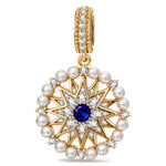 Ocean Mermaid Lab-Created Sapphire & Pearl Dangle Charm in Tarnish-Resistant Silver with 14K Gold Plating