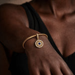 Ocean Mermaid Lab-Created Sapphire & Pearl Dangle Charm in Tarnish-Resistant Silver with 14K Gold Plating