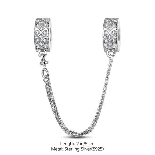 gon- Sterling Silver Connection of Love Safety Chain In White Gold Plated