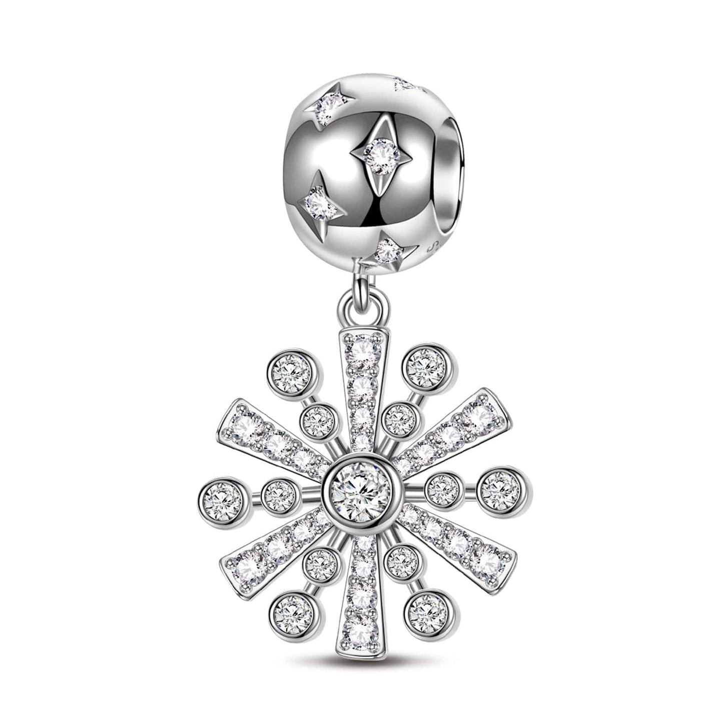 Sterling Silver Ice Crystal Magic Dangle Charms In White Gold Plated