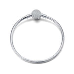 Sterling Silver Classic Universal Bracelet In White Gold Plated