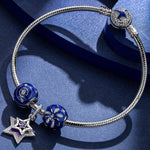 Sterling Silver The Purple Star Charms With Enamel In White Gold Plated