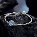 Sterling Silver Sail Away Azure Charms With Enamel In White Gold Plated