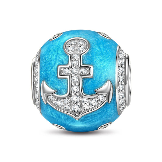 gon- Sterling Silver Anchor Blue Charms With Enamel In White Gold Plated