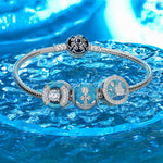 Sterling Silver Anchor Blue Charms With Enamel In White Gold Plated