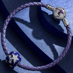 Sterling Silver Shinning Stars Charms With Enamel In White Gold Plated