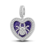 Sterling Silver Purple Miss Spider Charms With Enamel In White Gold Plated