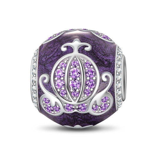 gon- Sterling Silver Pumpkin Carriage With Enamel In White Gold Plated