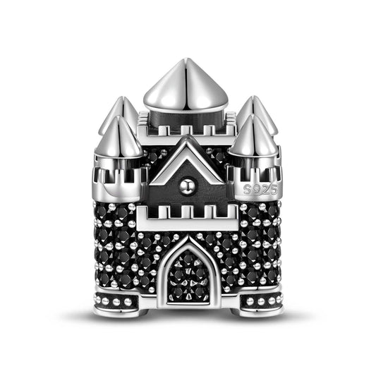 gon- Sterling Silver Dark Castle Charms With Enamel In Blackened 925 Sterling Silver