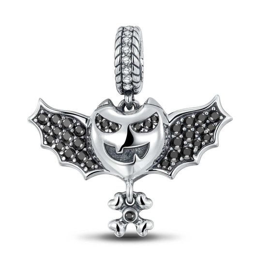 gon- Sterling Silver Vampire Dangle Charms With Enamel In Blackened 925 Sterling Silver