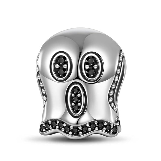 gon- Sterling Silver The Screaming Ghost Charms With Enamel In Blackened 925 Sterling Silver