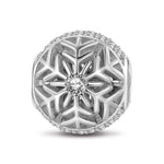 Sterling Silver Blooming Snowflakes Charms In White Gold Plated