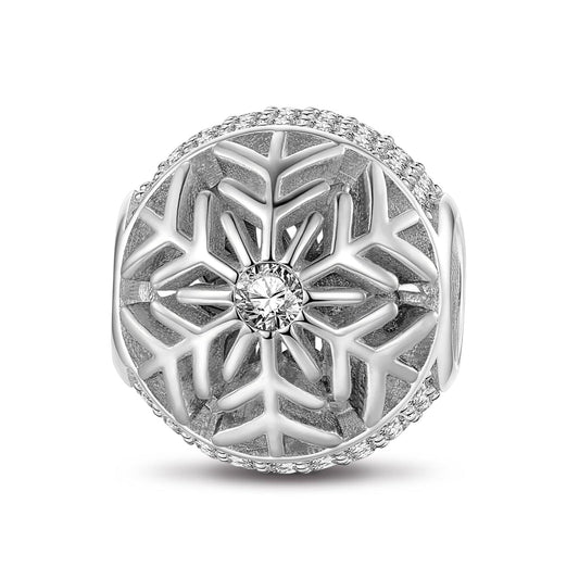 gon- Sterling Silver Blooming Snowflakes Charms In White Gold Plated