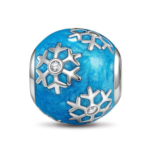 gon- Sterling Silver Blue Ice And Snow Magic Charms With Enamel In White Gold Plated