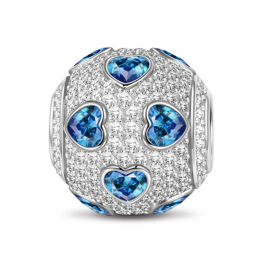 gon- Sterling Silver Blue Ice Heart Magic Charms In White Gold Plated