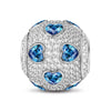 Sterling Silver Blue Ice Heart Magic Charms In White Gold Plated