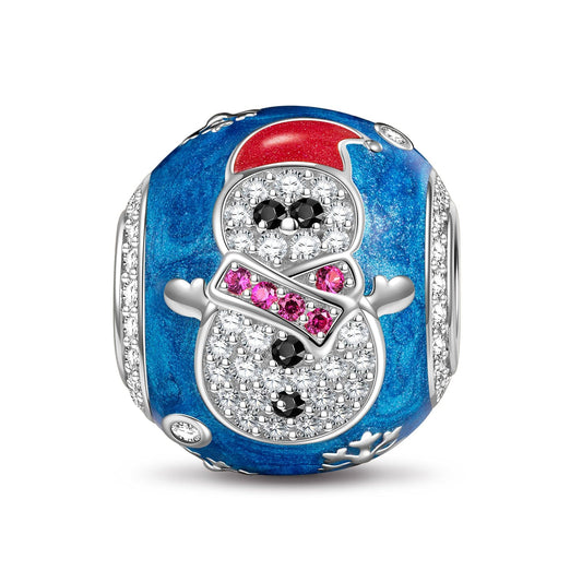 gon- Sterling Silver Blue Snowbaby Charms With Enamel In White Gold Plated