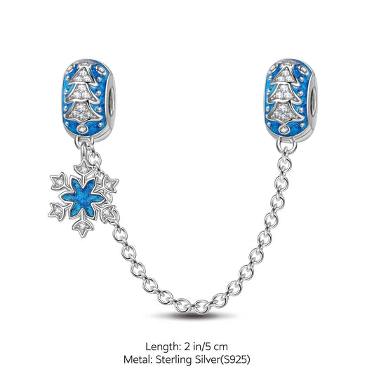 gon- Sterling Silver Blue Frozen Safety Chain With Enamel In White Gold Plated