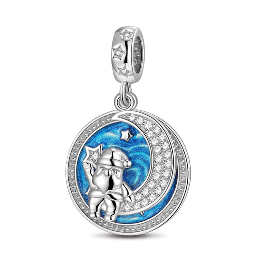gon- Sterling Silver Dream Santa Dangle Charms With Enamel In White Gold Plated