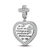 Sterling Silver God's Welfare Dangle Charms With Enamel In White Gold Plated