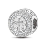 Sterling Silver God's Welfare Charms With Enamel In White Gold Plated