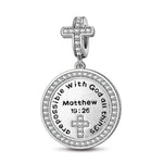 Sterling Silver Light Of God Charms With Enamel In White Gold Plated