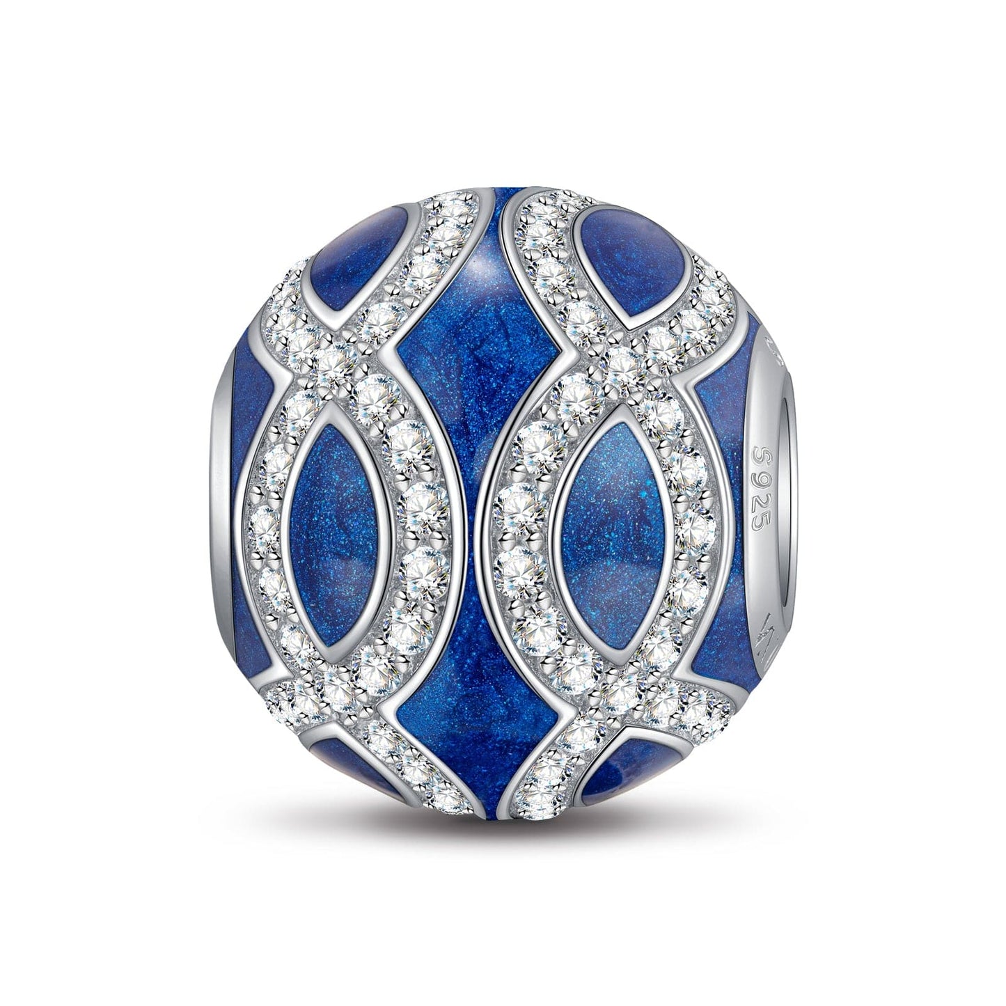 Sterling Silver Timelessness Charms With Enamel In White Gold Plated
