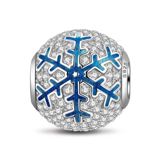 gon- Sterling Silver Ice Flake Charms With Enamel In White Gold Plated