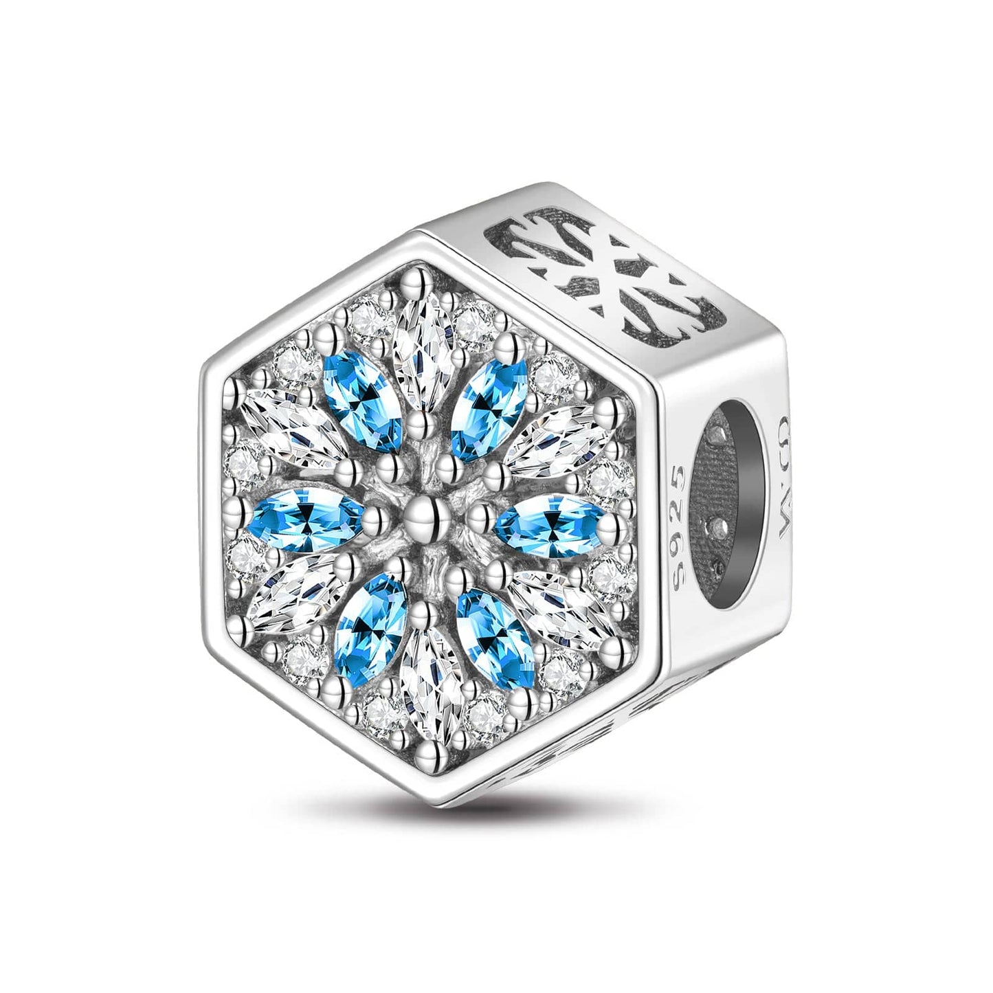 Sterling Silver Blue Ice Magic Charms In White Gold Plated