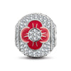 Sterling Silver Lest We Forget Charms With Enamel In White Gold Plated