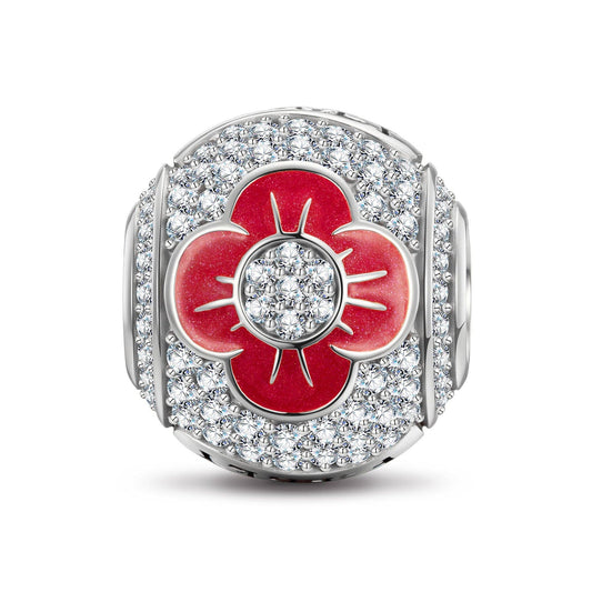 gona- Sterling Silver Lest We Forget Charms With Enamel In White Gold Plated