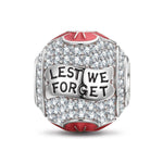 Sterling Silver Lest We Forget Charms With Enamel In White Gold Plated