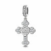 Sterling Silver God's Welfare Dangle Charms With Enamel In White Gold Plated