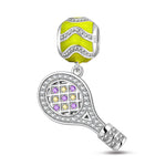 Sterling Silver Tennis Challenge Charms With Enamel In White Gold Plated