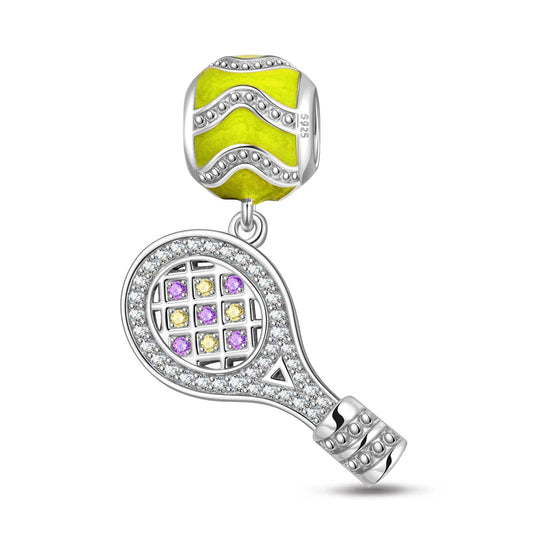 gon- Sterling Silver Tennis Challenge Charms With Enamel In White Gold Plated