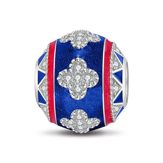 gon- Sterling Silver Blue Encounters Charms With Enamel In White Gold Plated