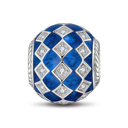 gon- Sterling Silver Blue Magic City Charms With Enamel In White Gold Plated