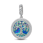Sterling Silver Tree Of Life Dangle Charms With Enamel In White Gold Plated