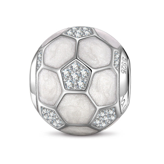 gon- Sterling Silver Shining Football Charms In White Gold Plated