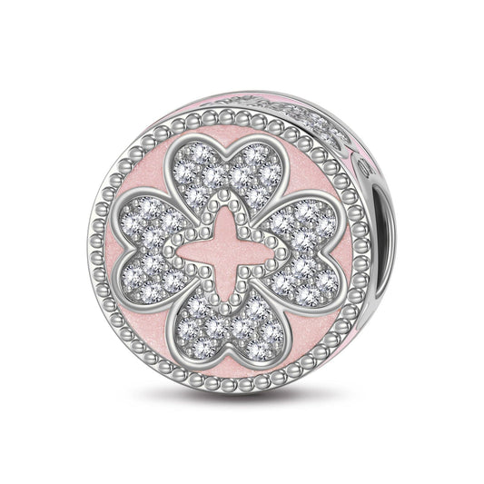 gon- Sterling Silver Lucky Light Fantasy Charms With Enamel In White Gold Plated