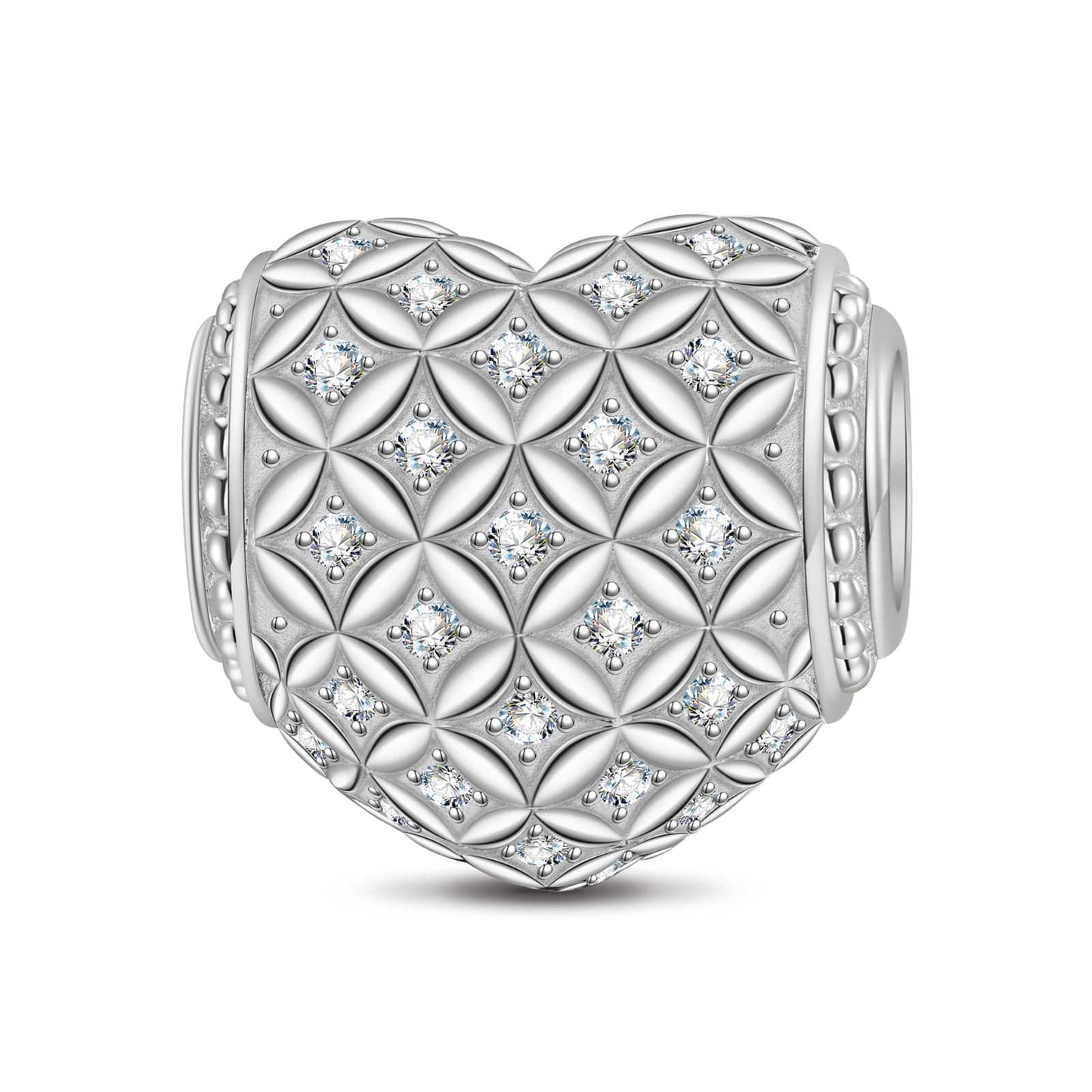 Sterling Silver Interweaving Of Love Charms In White Gold Plated