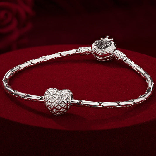 gon- Sterling Silver Beloved Companion Charms Bracelet Set In White Gold Plated (Includes bracelet and all charms shown)