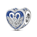 Sterling Silver Swan's Love Charms With Enamel In White Gold Plated