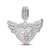 Sterling Silver Angel's Love Dangle Charms In White Gold Plated