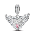 Sterling Silver Angel's Love Charms In White Gold Plated