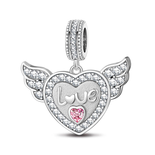 gon- Sterling Silver Angel's Love Charms In White Gold Plated