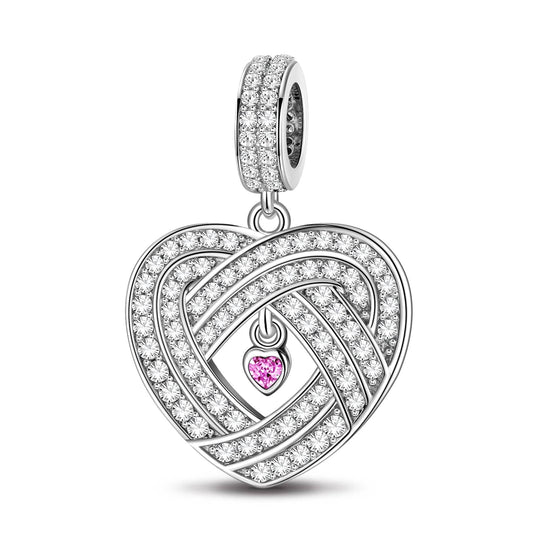 gon- Sterling Silver Embracing Love Dangle Charms In White Gold Plated